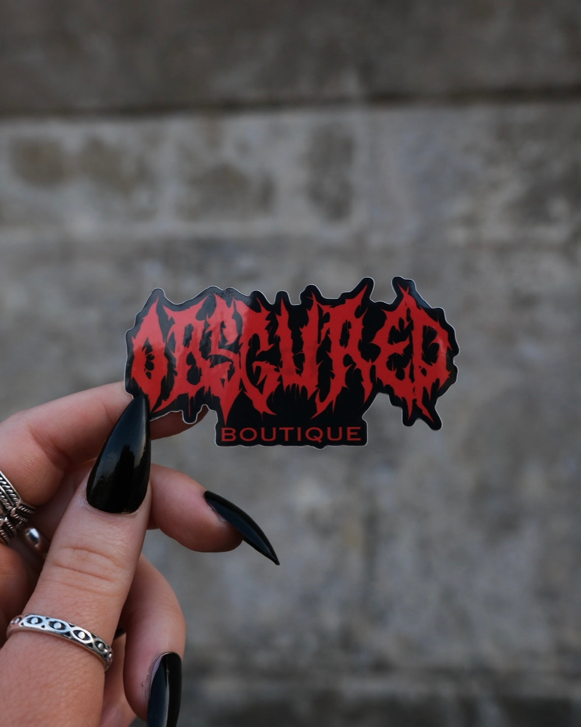 OBSCURED BLACK AND RED LOGO STICKER