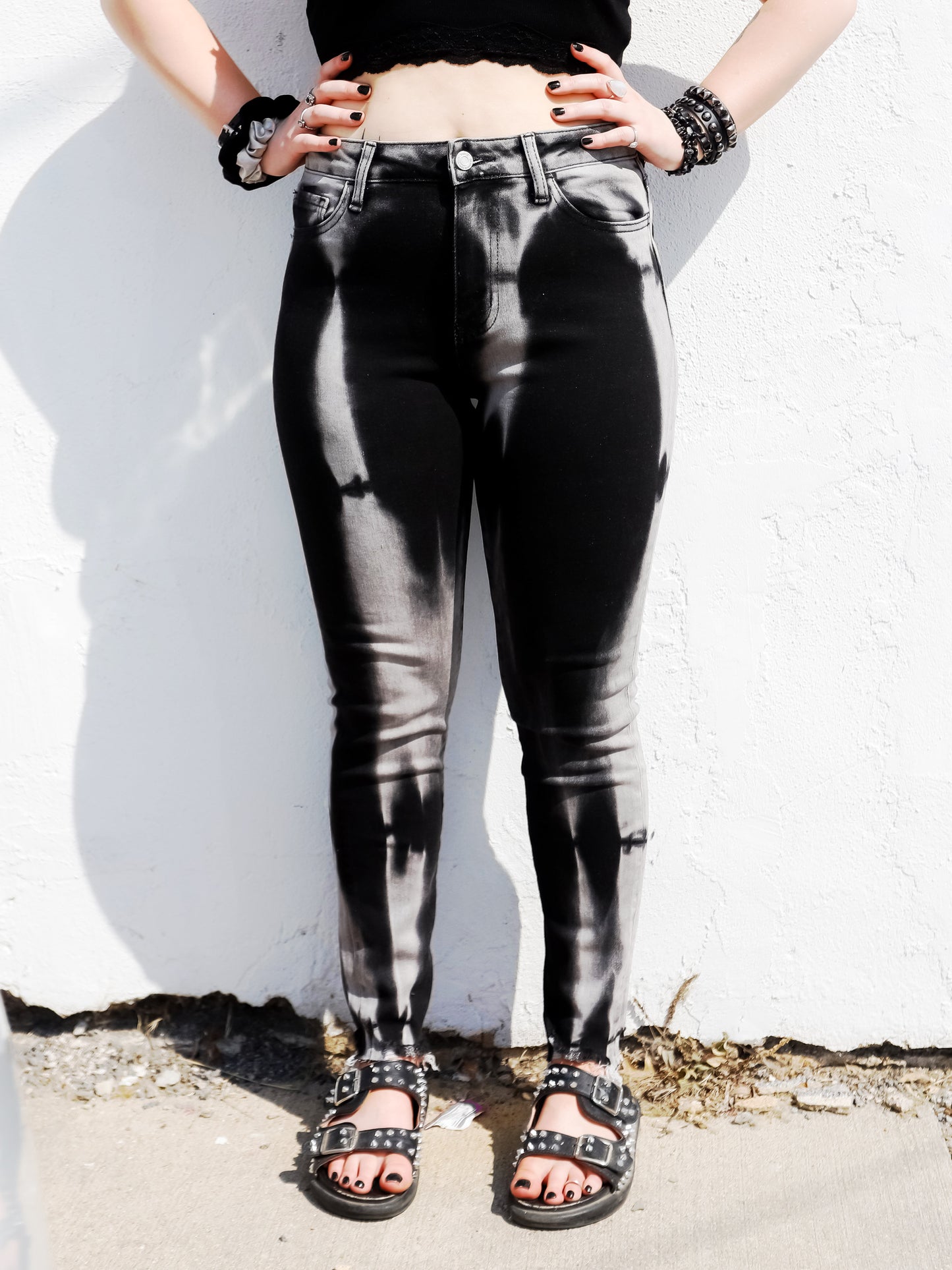Black Tie-Dye High Rise Cropped Skinny Jean