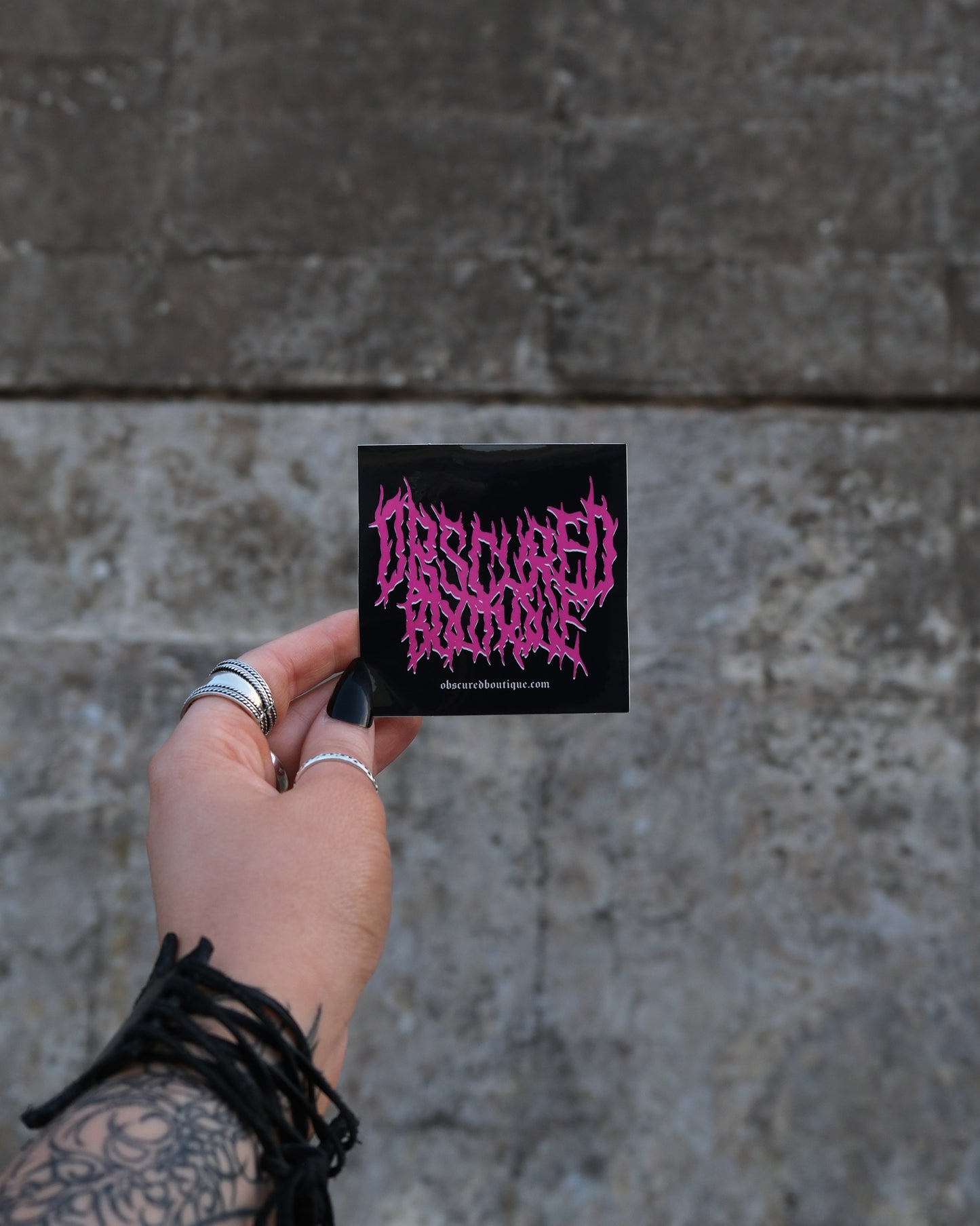 OBSCURED PINK METAL LOGO STICKER