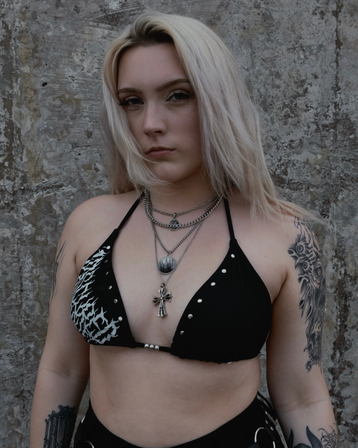 OBSCURED STUDDED BIKINI TOP