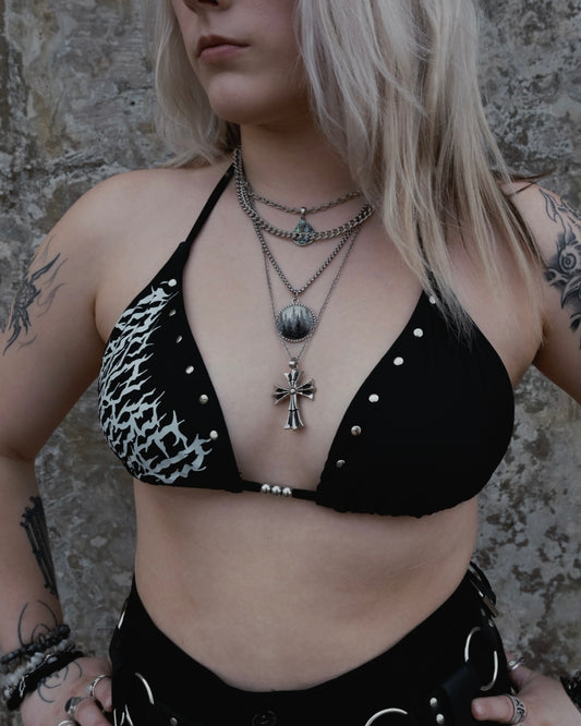 OBSCURED STUDDED BIKINI TOP