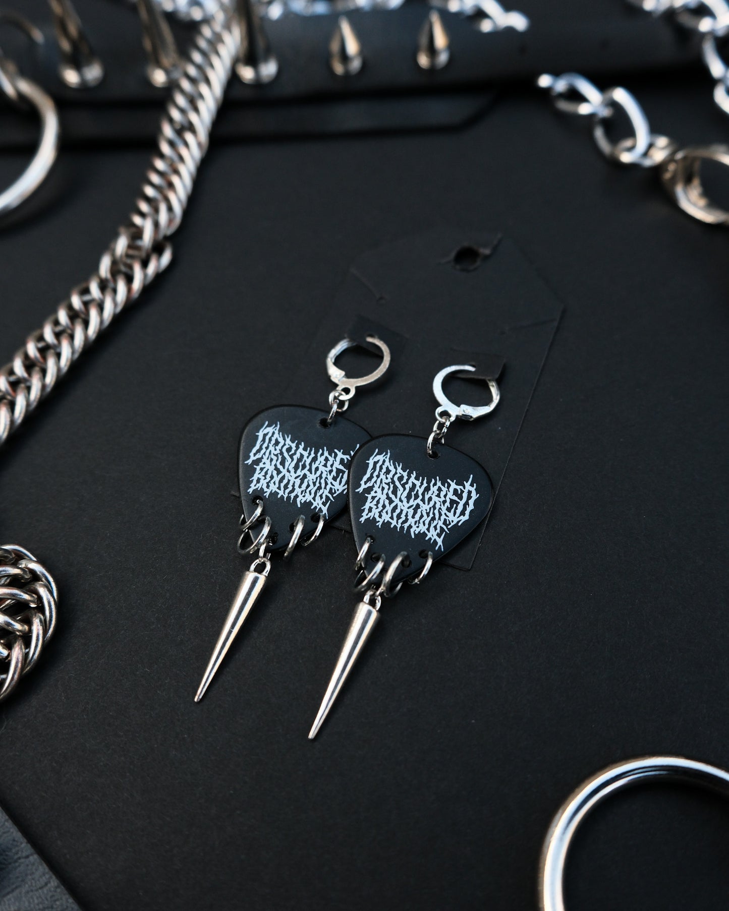 SPIKED GUITAR PICK EARRINGS - OBSCURED HANDMADE