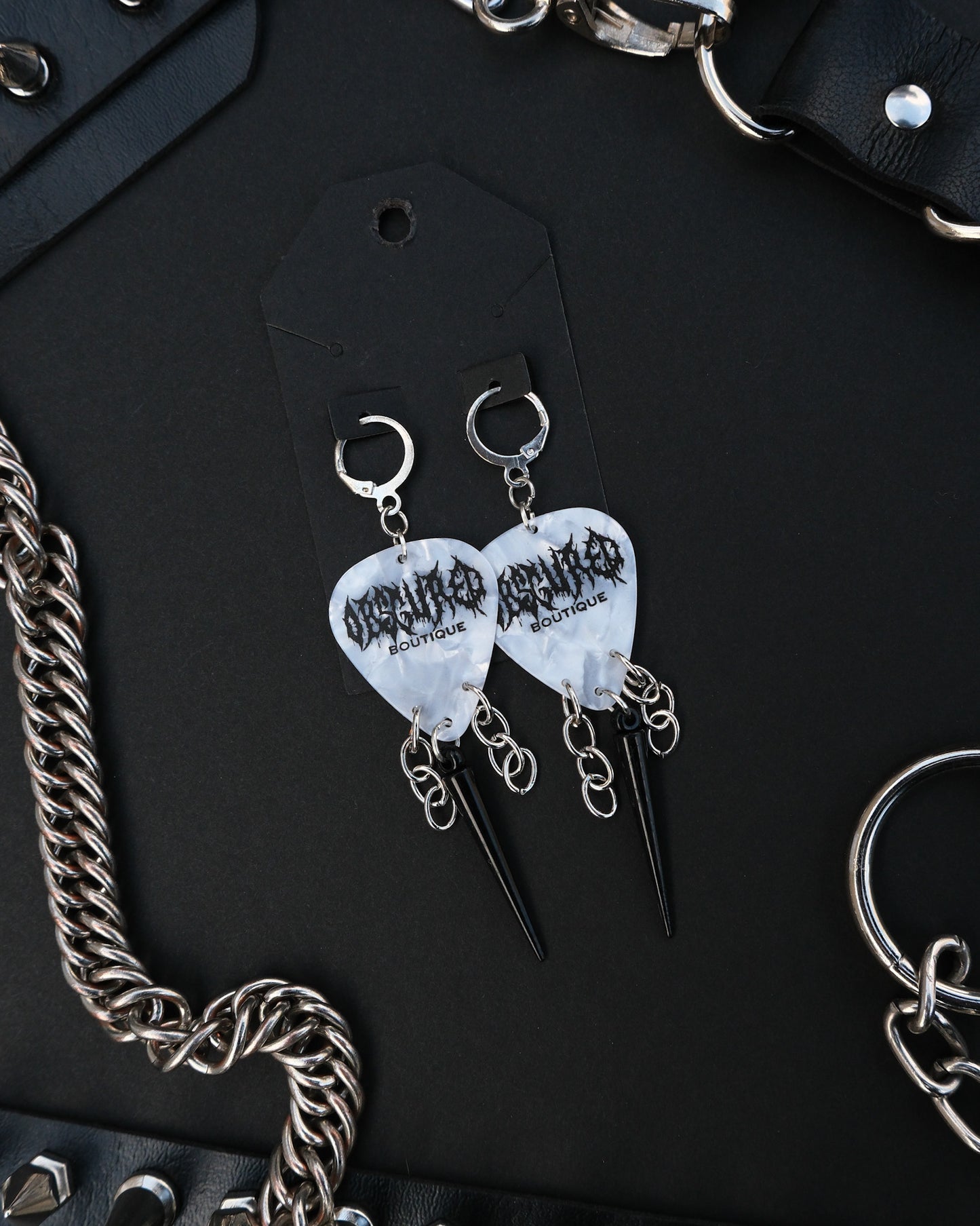 SPIKED GUITAR PICK EARRINGS - OBSCURED HANDMADE