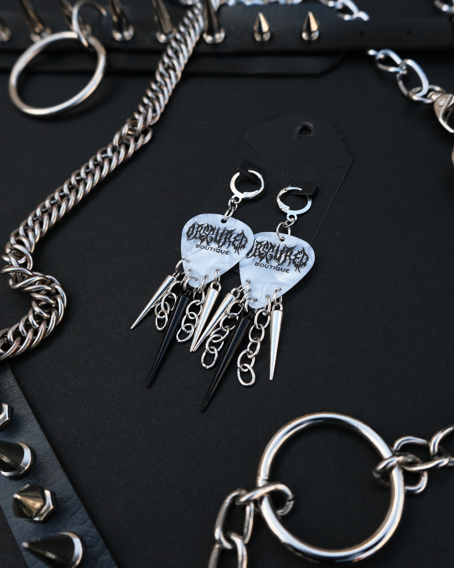 SPIKED GUITAR PICK EARRINGS - OBSCURED HANDMADE