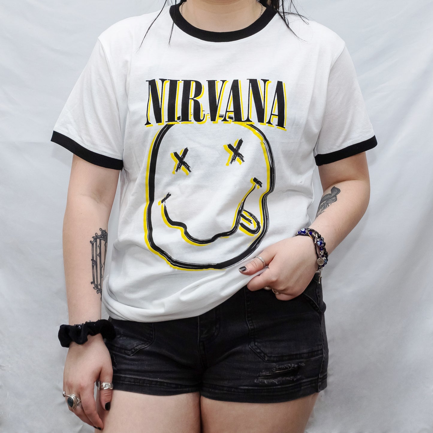 Nirvana Smiley Ringer Tee