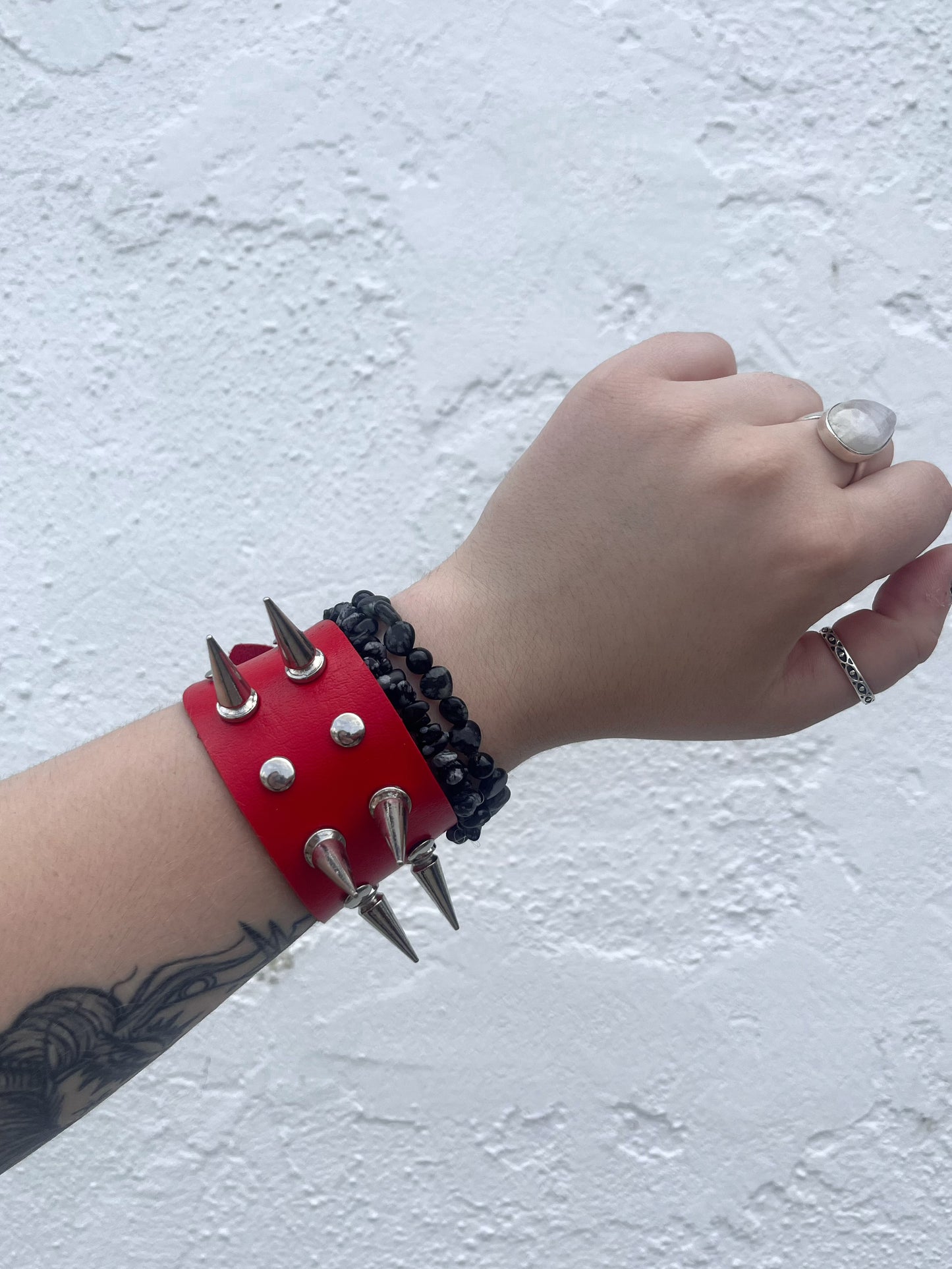 Spiked Faux Leather Bracelet Cuff