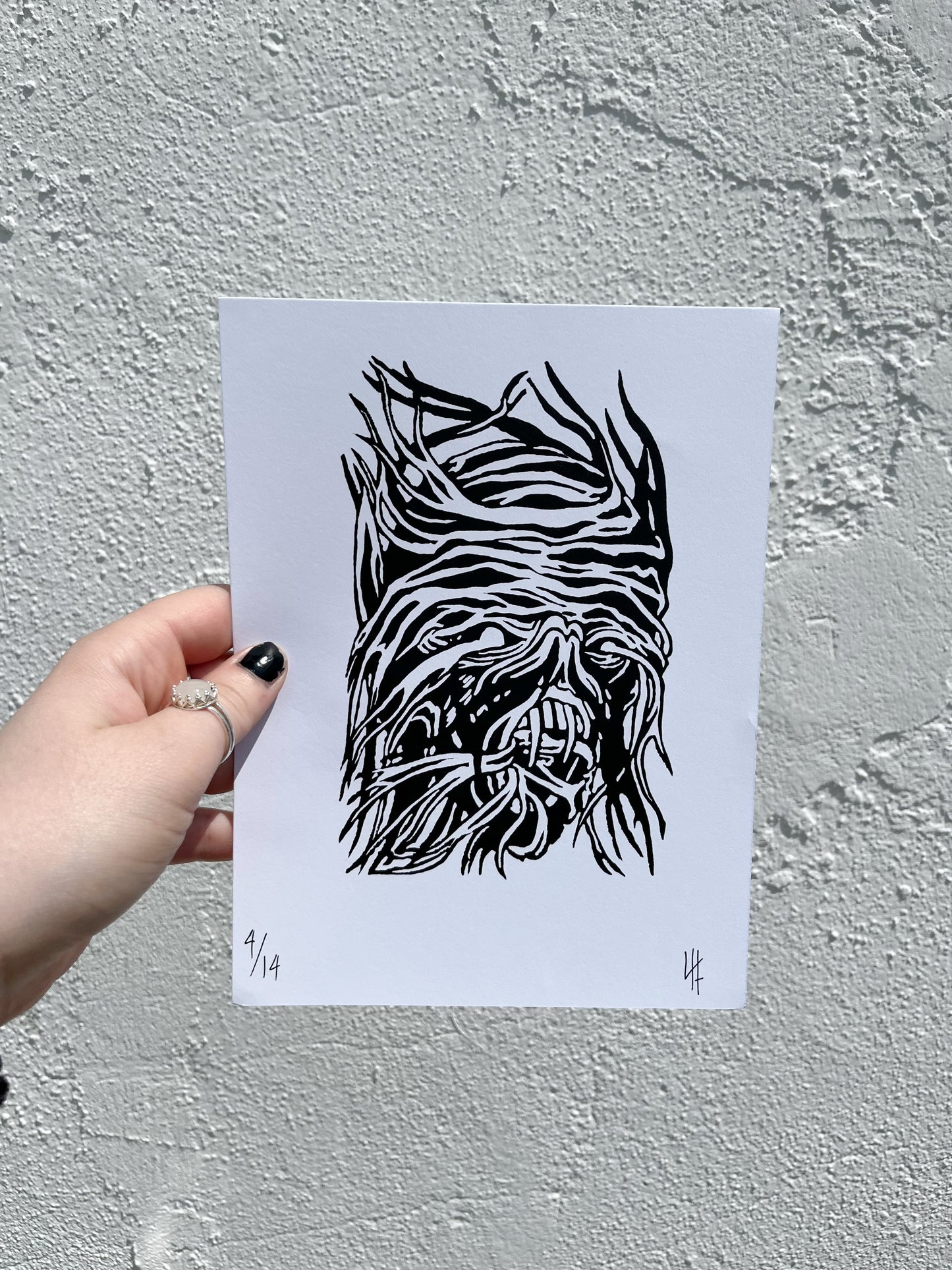 Coffin Lurker Linocut Print- bloodsoakednib