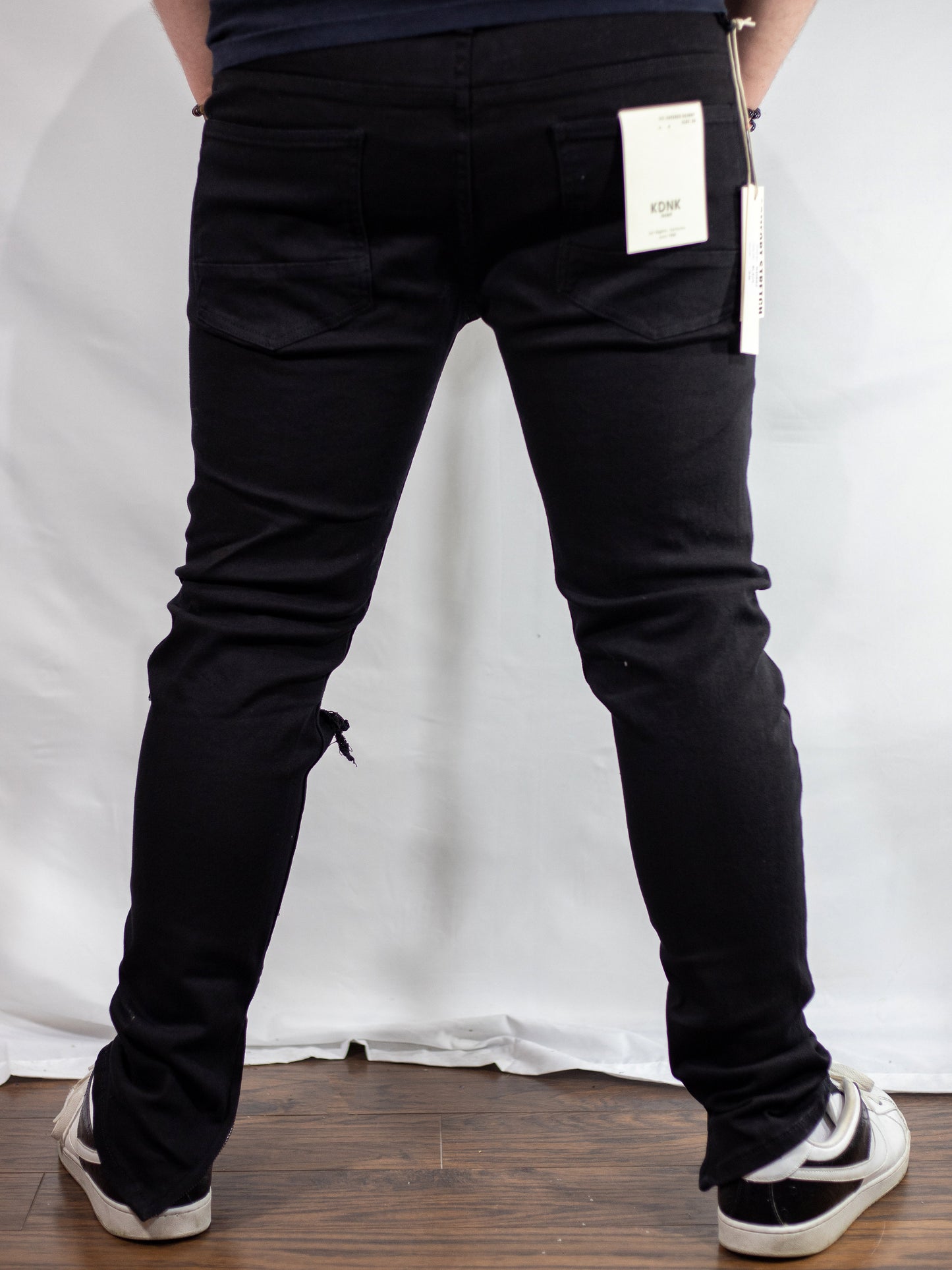 Destroyed Ankle Zipper Black Skinny Jeans