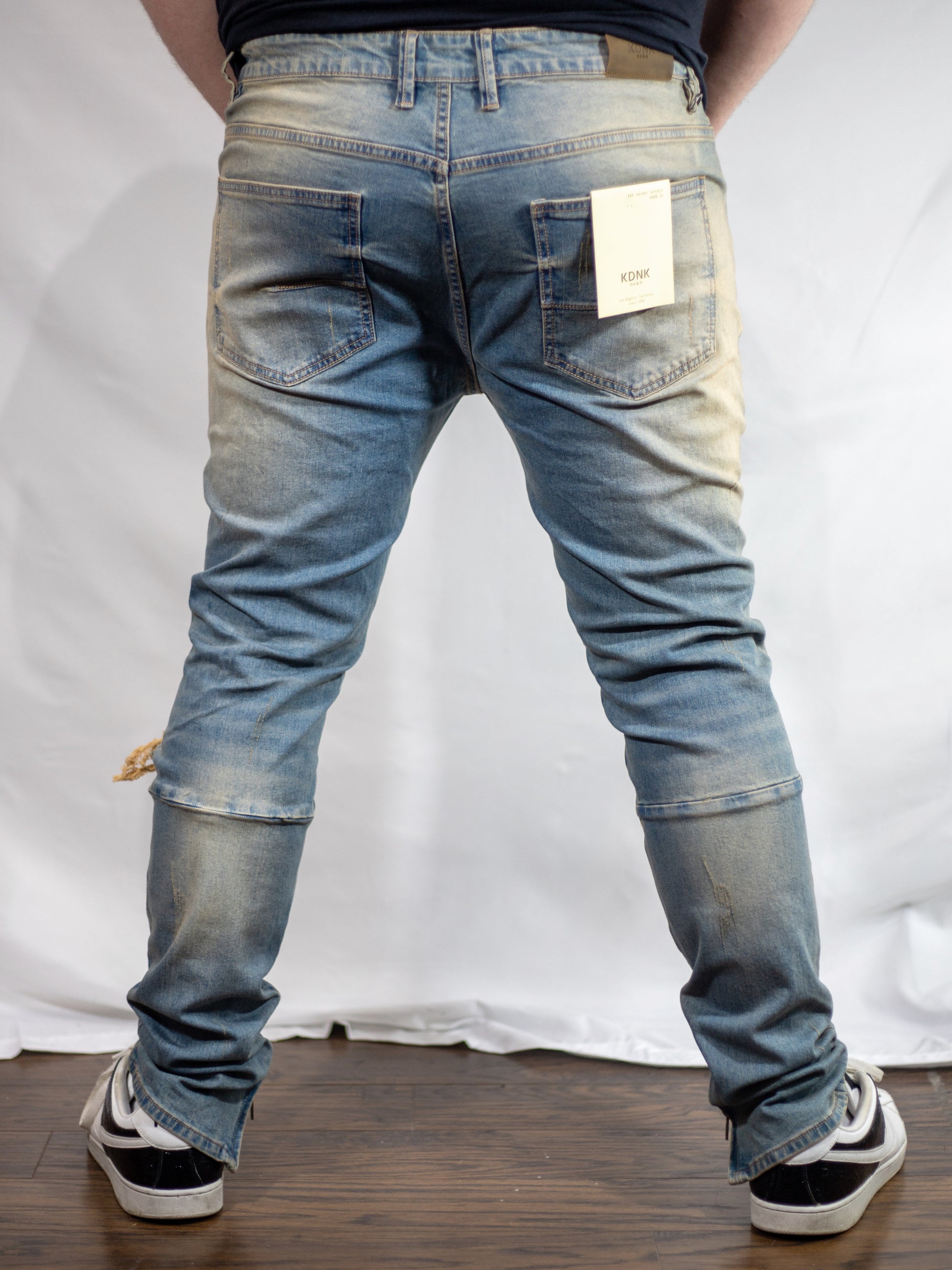 KDNK Men Distressed Ankle Zip Jeans