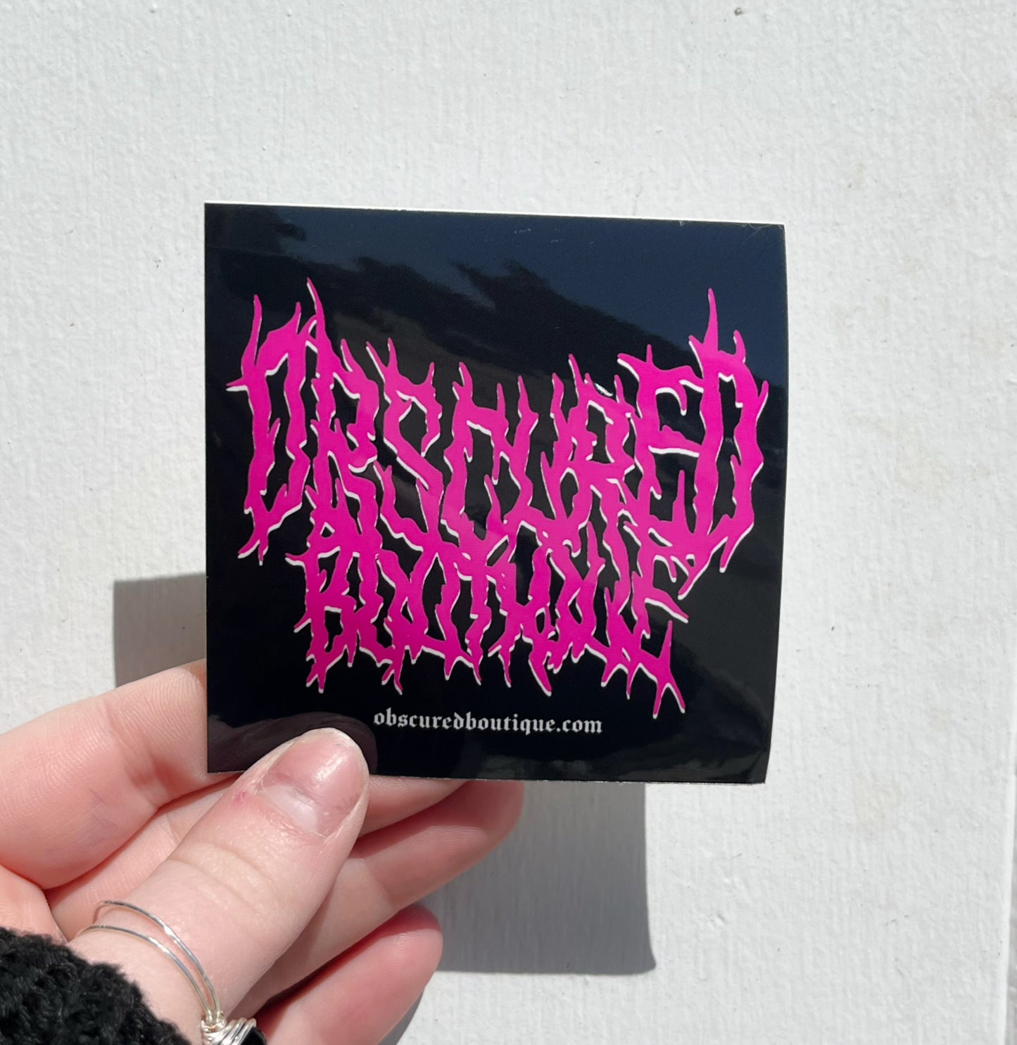 OBSCURED PINK METAL LOGO STICKER